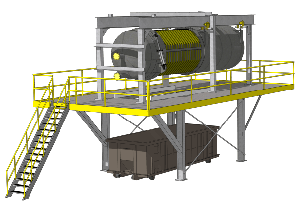 Dry cake discharge container